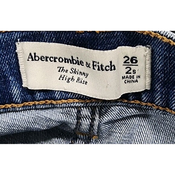 Abercrombie Fitch Jeans Womens Blue Stone Wash The Skinny High Rise Denim 26/2S - Picture 5 of 7
